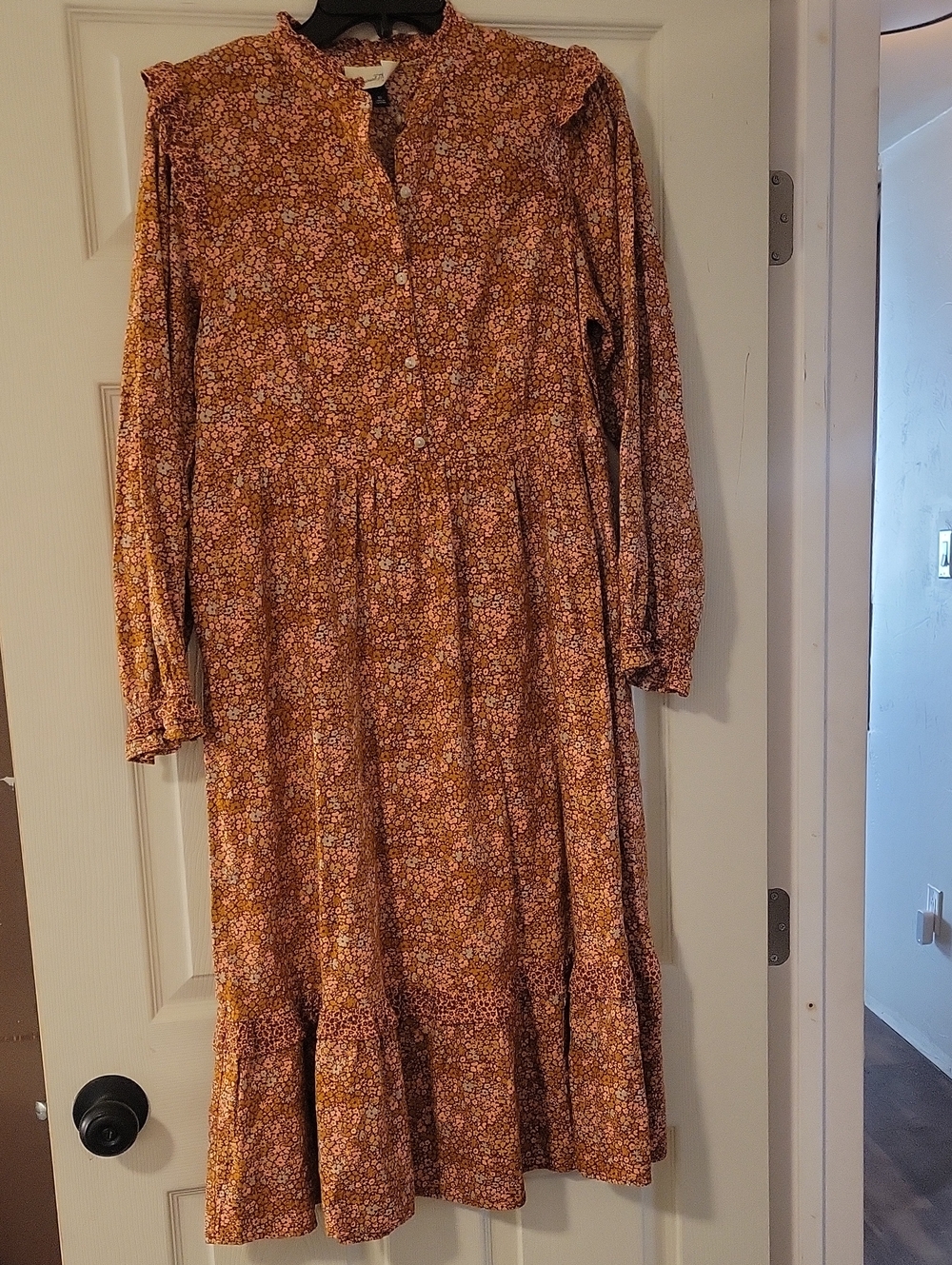 Universal Thread Rust Floral Long-Sleeve Maxi Dress